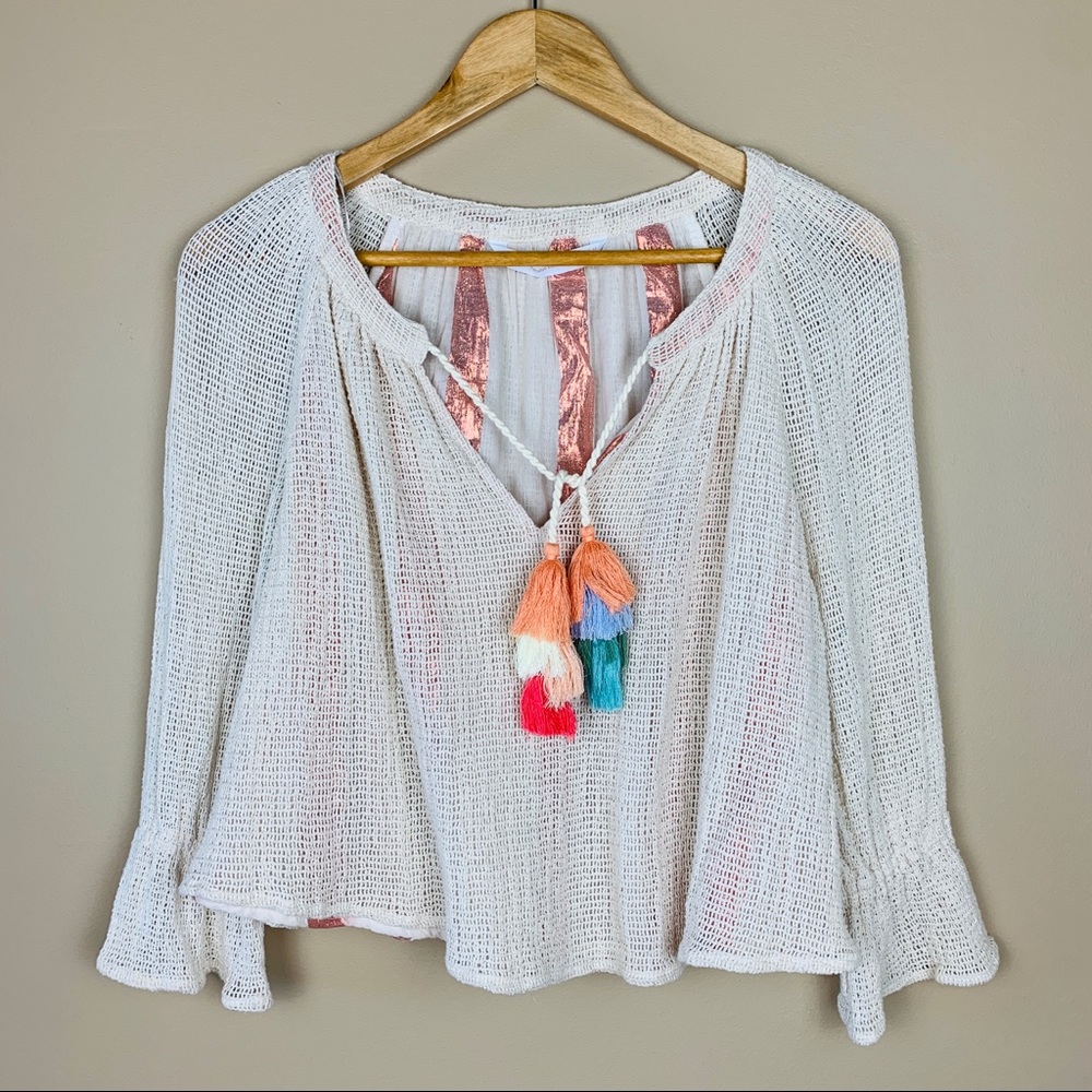 Zara Crochet Tassel Tie Top Size XS